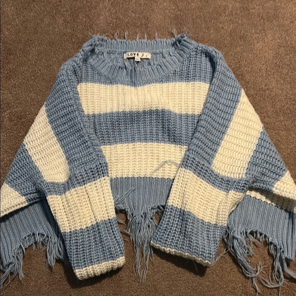 Blue and White Striped Sweater